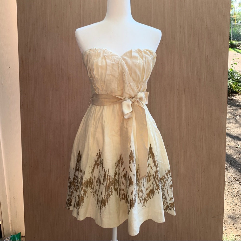 Anthropologie Strapless Dress Gold